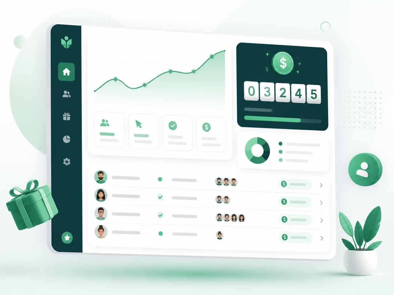 Painel do IndicaPro mostrando indicações, gráficos de crescimento e comissões